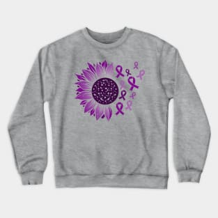 Purple Awareness Sunflower Crewneck Sweatshirt